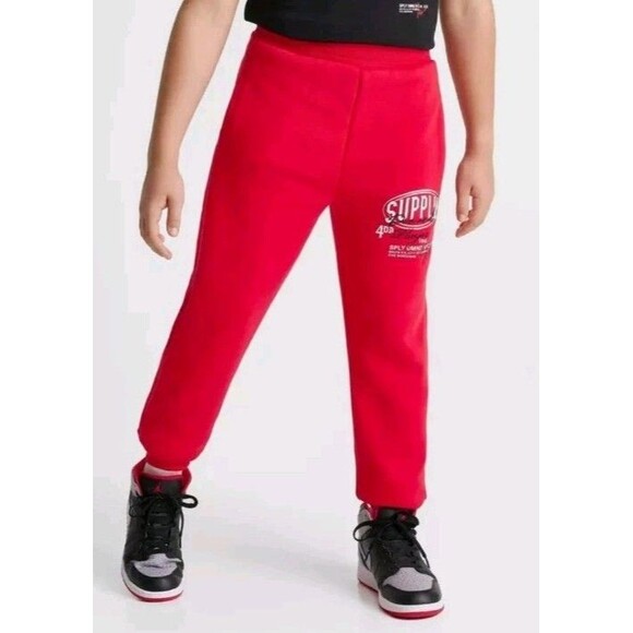 Supply & Demand Kids Sz Small Red Logo Targon Jogger Pants & Pullover Hoodie Set - Picture 2 of 7